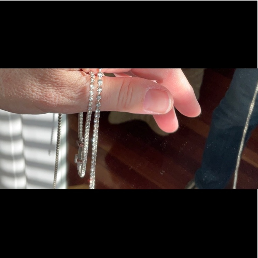 Delicate Silver coloured Rhinestone Bracelet / Small - Picture 7 of 8